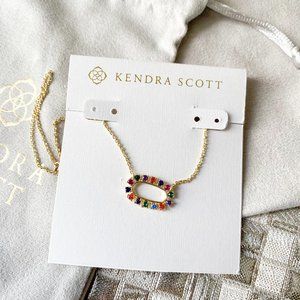 Kendra Scott Elisa Frame Necklace Gold Multi CZ